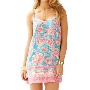 Lilly Pulitzer Dusk Strappy Silk Dress in Sea Blue